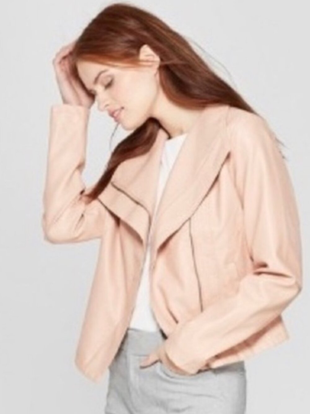 A New Day Target Blush Pink Faux Leather Asymmetric Moto Jacket Size XXL